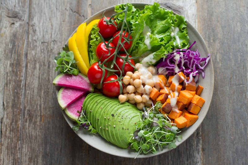 Healthy food swap options with fresh vegetables and whole grains