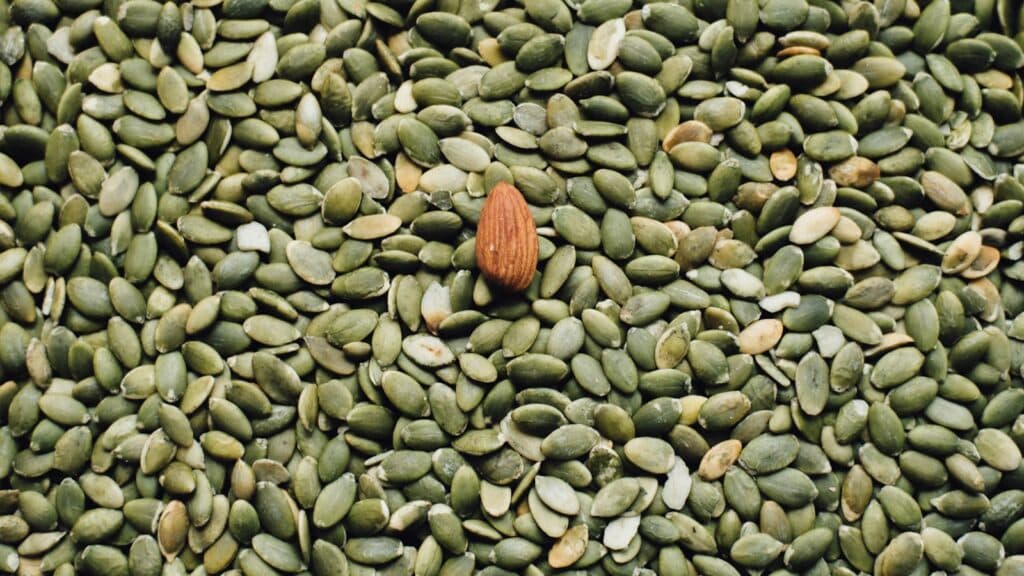 almonds, pumpkin seeds, and nuts that are natural magnesium-rich foods
